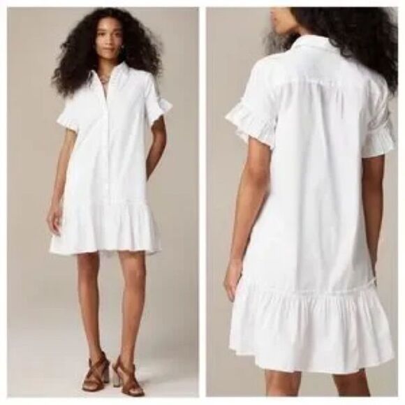 J Crew Amelia Shirtdress in Cotton Poplin White size L‎ NWT in packaging - Picture 5 of 7